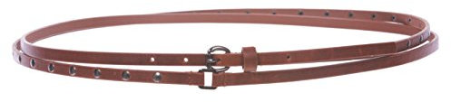 10 mm dünner doppelter Wickelgürtel mit Nieten - Braun - L/G - 39