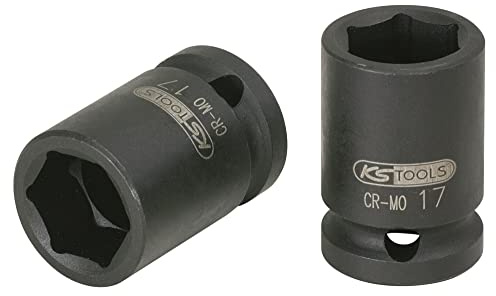 KS Tools 1/2' Sechskant-Kraft-Stecknuss, kurz, 9mm, auf Hänger