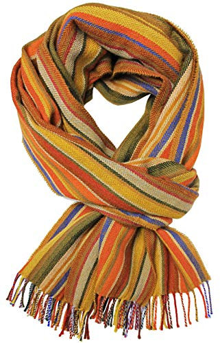 Rotfuchs Herrenschal Winter Streifen & Fischgrat modisch mehrere Farbe 100% Wolle (Merino) (190 x 52 cm, braun) R510