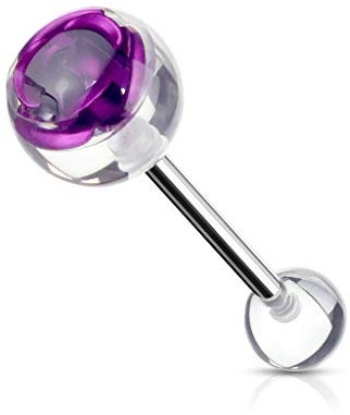 Paula & Fritz Piercing de langue en acier chirurgical 316L Acier inoxydable Boule avec rose