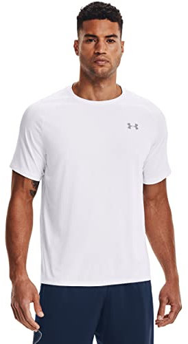 Under Armour Herren Tech atmungsaktives Poloshirt komfortables und kurz rmliges Sportshirt mit loser Passform, White / Graphite Graphite, XXL EU