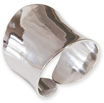 Fly Style Breiter Silberring Damen - Ring Silber 925 Damen offen verstellbar, Statement Ring, Ring Grösse:18.8 mm, Oberfläche:Poliert