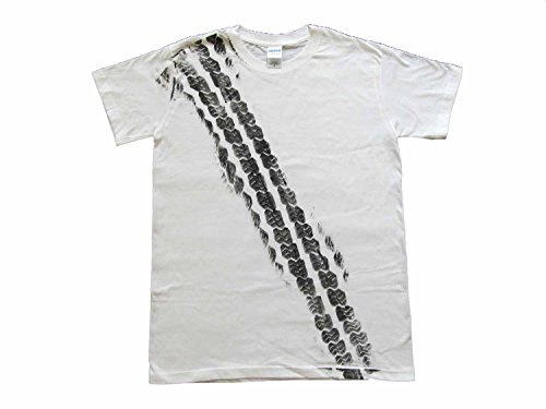 REIFENSPUR T-Shirt Shirt Road Print Herren Bremsspur Reifen Auto Tshirt weiß