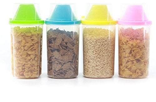 GOLDBEARUK Cereal Container tub X 4 sealed with measuring cup (4 X Medium 1.9L)