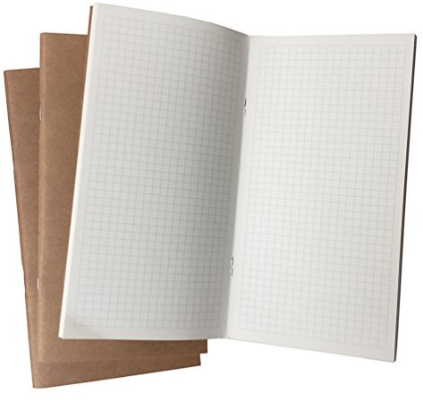 (3er Set) Grid Notizbuch/Journal - Graphische Einlagen für Stanadard Size Travelers Notebook, 100gsm Papier, 11x21cm