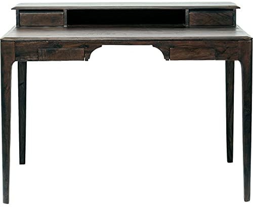 Kare Design Escritorio Brooklyn de nogal, marrón oscuro, hecho a mano, moderno, 4 cajones, duradero, salón, oficina, madera maciza, 75x110x70 cm (A/A/P)
