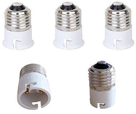 Lot de 5 convertisseurs de culot baïonnette E27 vers culots ç vis B22 Efly. E27 vers B22 avec éclairage DEL. élargisseur de douille d'ampoule. Adaptateur pour DEL CFL