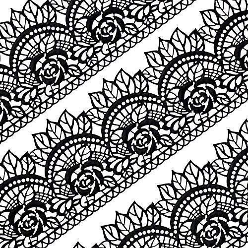 Musykrafties Groß Vorgefertigt Gebrauchsfertig Essbarer Kuchen Spitze Rose Muschel 14-inch 20-piece Set - Schwarz