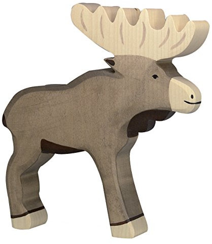 cama24com Elch Holzfigur Holzspielzeug von Holztiger mit Palandi® Sticker