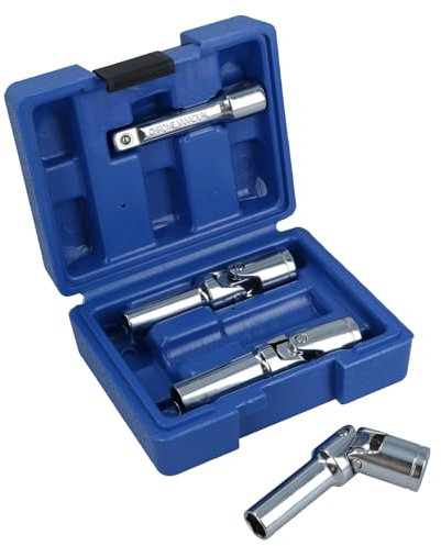 4pc Glow Plug Socket Set on Universal Joints 8mm 10mm and 12mm 3/8 Drive