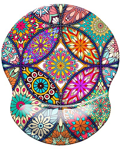 Ergonomic Designed Mouse Pad with Wrist Rest Hand Support. Knocent Non Slip Rubber Round Wrist Mouse Pads Great for Gaming & Work (Wrist Flowers)