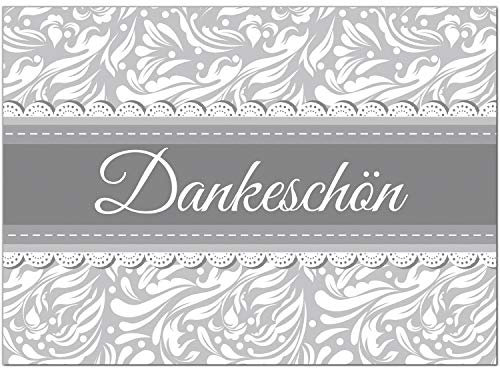 10 x Dankeskarten mit Umschlag - Grau edel schlicht und schön - Danksagungskarten, Danke sagen, nach Hochzeit, Geburt, Baby, Taufe, Geburtstag, Kommunion, Konfirmation, Jugendweihe