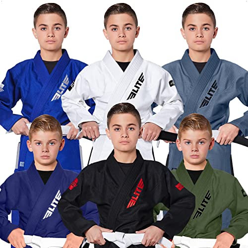 Elite Sports Kids BJJ GI, Youth IBJJF Kinder brasilianischer Jiujitsu Gi Kimono W/einlaufvorbehandelter Stoff & gratis Gürtel