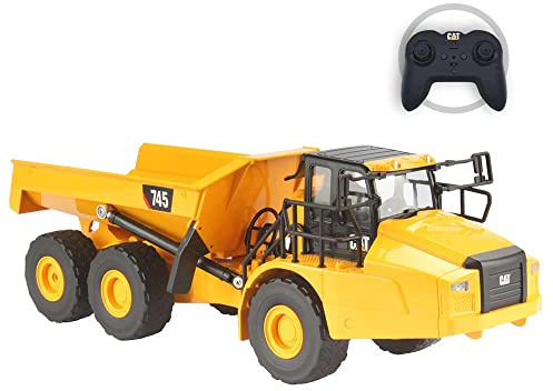 Carrera RC 1:24 CAT 745 Articulated Truck, RC Construction Site Vehicle for Children & Adults, Boys & Girls, Authentic CAT Licence & Faithful Representation, with LED Lighting & Sound