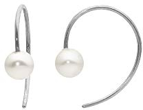 Heideman Ohrringe Damen Loop aus Edelstahl silberfarben Ohrtecker für Frauen mit Perle weiss 6mm