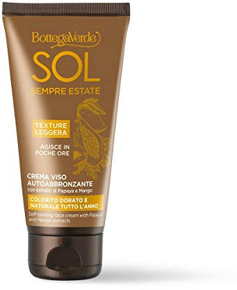 Bottega Verde - SOL Crema Autoabbronzante Viso - Autoabbronzante a Effetto Naturale - Crema autoabbronzante per un colorito naturale e luminoso - 50 ml