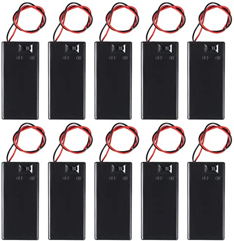 DORHEA 10Pcs 9V Battery Holder, 9 Volt Battery Holder with Switch, 9v Battery Case Connector Wire Spring Clip DIY Plastic Cell Batteries Container Power Bank Cases