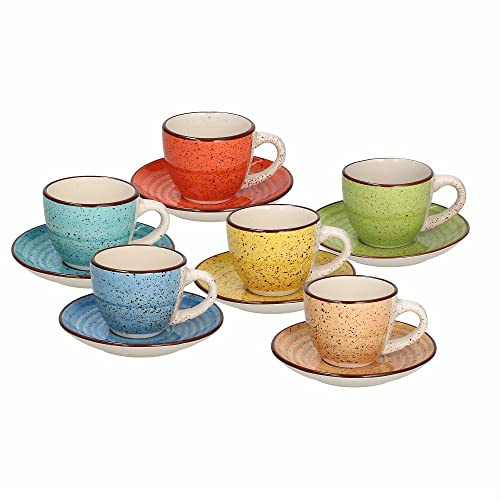 Tognana Louise Art & Pepper Espressotasse mit Untertasse im Set a 6 Stück, aus Steinzeug