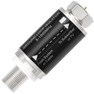 Bingfu 75 Ohm Ground Loop Noise Filter Isolator 5–1000 MHz Isolation Transformator Hum/Buzz/Noise Eliminator F Buchse auf Stecker für Kabel-TV-Anwendungen
