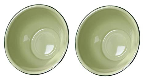 CIYODO 2 Pièces Bol En Émail Soupière Bol De Dîner Porcelaine Émaillée Pates Bol Bols Bols De Soupe à L'oignon Grands Bols De Nouilles Émail Vaisselle Pot à Lait Ancien Panier à Linge