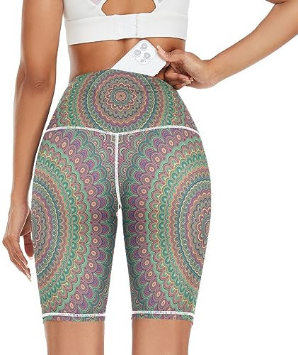 FRODOTGV Yoga-Leggings für Damen, mehrfarbig, Bohemian-Mandala, Blumenmuster, aktive Yogahose für Damen, Jogginghose, Bauchkontrolle, Yogahose, Größe XS, Mandala-Blumenmuster, M