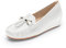 Hoefirm Womens Slip on Leather Loafers Tassel Wedge Shoes Moccasins Ladies Casual Comfy Sliders Matte White 5uk