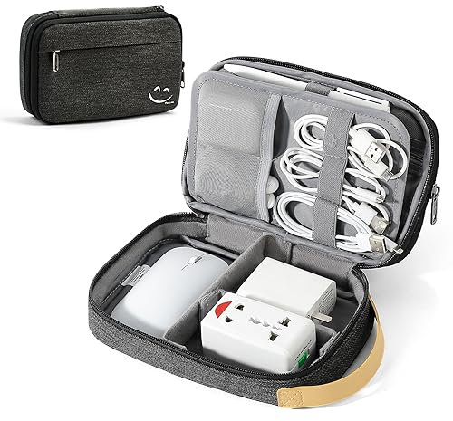 Veki Portatile Organizer per Cavi da Viaggio, Impermeabile Borsa Accessori Elettronici, Organizzatore Cavi Custodia per Caricatore, Auricolare, Power Bank, Hard Disk, Chiavetta USB, Scheda SD (Nero)