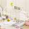 Tcewhhy Kinderbett Mit Zaun Und Lattenrost Hausbett Metallbettrahmen Für Kinderzimmer Bodenbett Mit Absturzsicherung Jugendbett Für Kinder Jugendliche Weiß 140x200 cm