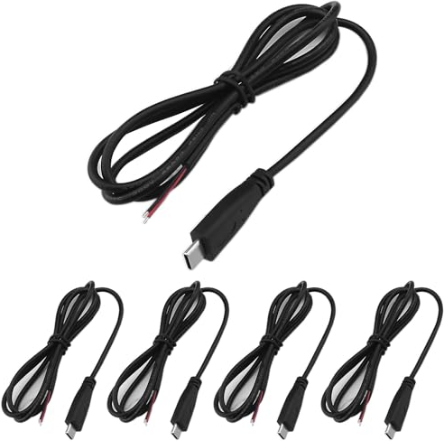 RUNCCI-YUN 5PCS USB C Stecker Kabel,USB C stecker löten 22AWG 5V 3A 2-Draht USB C Verlängerungskabel (1m/39.37inch) für Arduino, LED-Streifen