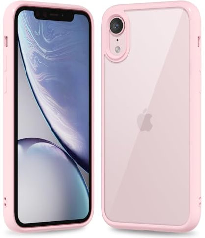 oakxco für iPhone XR Hülle Durchsichtig, Klar Bunt Dünn Handyhülle, Nie Vergilbung Schutzhülle Kratzfest Stoßfest Hart Transparent PC & Einfarbig TPU Weich Schutz Silikon Bumper, Rosa