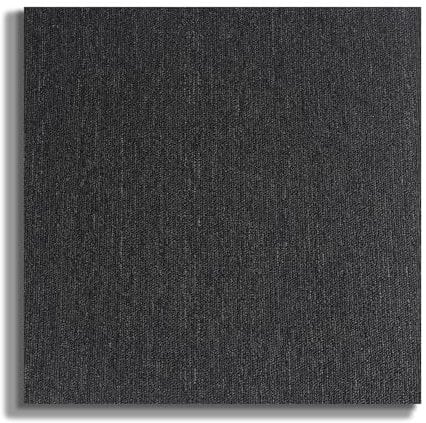 Carpet Tiles 50x50 cm 20 Pack 5 Square Meters for Home Office Living Room Bedroom Commercial Floor (Black)