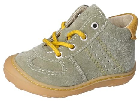 RICOSTA Jungen Stiefel SAMI, Kinder Lauflernschuhe, Weite: Mittel, lose Einlage, schnürstiefel, Leder, Booties, eukalytus/gelb (531), 23 EU