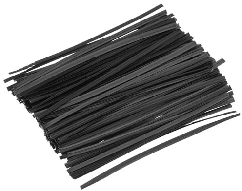 sourcing map 300Pcs Twist Ties 7.8 Bread Ties Metallic Plastic Closure Tie for Plastic Bag, Tying Bread, Candy, Cookies, Gift Bags Black