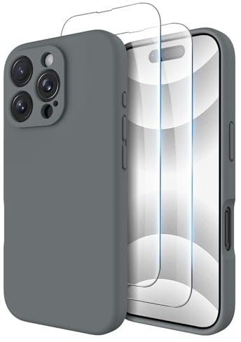 OTOFLY Compatible with iPhone 16 Pro Case with 2 Pack Screen Protectors, Compatible with MagSafe, Shockproof Military-Grade Protection, Magnetic Silicone 16 Pro Phone Case, Space Gray