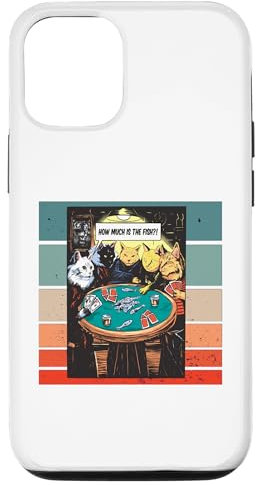Hülle für iPhone 13 Katzenpoker humorvoll Fisch und Chips Pokernacht Katzen Spaß
