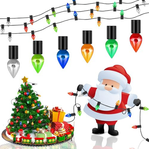 Johiux 1.8 M Wichtel Lichterkette Miniatur,Wichtel Zubehör Fake Lichterkette,1/12 Puppenhaus Zubehör,Bunte Miniatur Puppenhaus Lampen für Weihnachtsdeko Puppenhaus(Nicht Leuchtend)