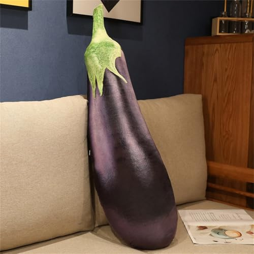 champracer GemüsePlüschtier Sofa Bett Dekor Kissen Spielzeug Quetschspielzeug Niedliches kleines Plüschtier Sofabett Dekoratives Gemüse Wurfkissen (90x20 cm Aubergine)