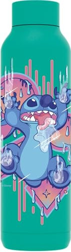 QUOKKA x DISNEY | BOTELLA TERMO ACERO INOXIDABLE | SOLID JADE GREEN 630 ML STITCH DRIP