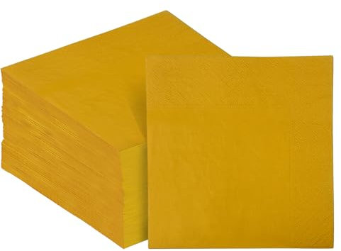 Gcardist Lot de 120 serviettes à cocktail, jetables, en papier, jaune gingembre, 12,7 x 12,7 cm, pour cocktail, dîner, mariage, fête d'anniversaire, dessert, vin
