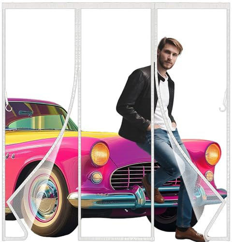 Moustiquaire Porte 205x220cm Fenetre Aimantée Magnetique, Rideaux Anti Mouches pour Porte, Rideaux Toile Insect Ecran,Moustiquaire Baie Vitree Coulissante,Magnétique Moustique Sans Perçage Blanc