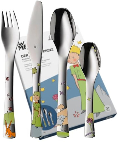 WMF Der kleine Prinz Kinderbesteck mit Namensgravur - schönes Kinder Besteckset - Taufgeschenke personalisiert mit Gravur Geschenkideen für Mädchen und Jungen ab 6 Jahre
