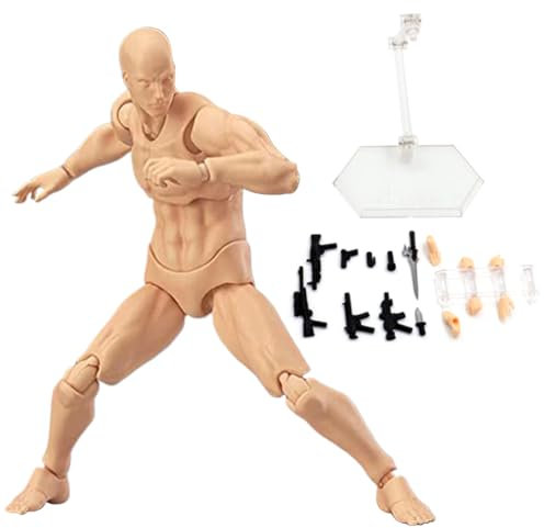 Actionfigur Spielzeug Gesten poable Figur Leichtes Zeichnen Schaufensterpuppen mit Standunterstützung ＆ Zubehör Zeichnung Modell für Künstler skizzieren, männlich malen