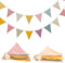 2 STK Wimpelkette Outdoor Wetterfest, 2.73 M Wimpelkette Stoff Girlande Outdoor, Garten Wimpelgirlande Pastell für Kinderzimmer Geburtstag Hochzeit Einschulung Dekoration(20 Wimpel, 2.73m x 2 STK)