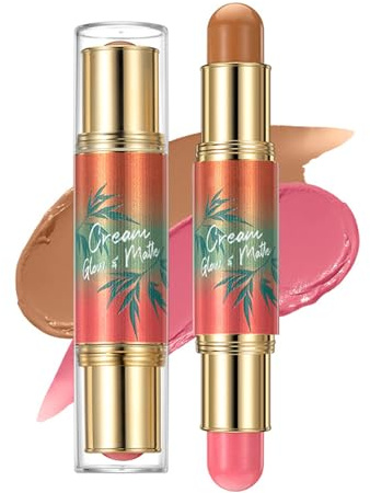 Blush Contour Stick, Doppelter Creme Rouge Stift für Wangen/Augen/Lippen, Langlebig & Wasserfest Cream Contouring Stick für Makellose Haut, Hochpigmentierte Make Up Blusher mit Strahlendes Finish