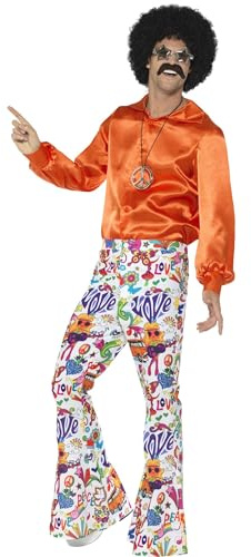 Smiffys 60s Groovy Flared Trousers, Mens, Multi-Coloured , 1960's Groovy Fancy Dress, 1960s Dress Up Costumes