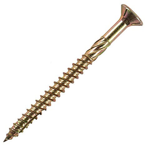 STIER Senkkopf Spanplattenschraube, 1000 Stück, 4x25, Stahl galvanisch verzinkt, chromatiert, selbstschneidende Spitze, gelb, Teilgewinde, Fräskopftechnologie