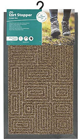 JVL Patterned Dirt Stopper Scraper Maze Design Entrance Door Mat, Brown, 45 x 75 cm