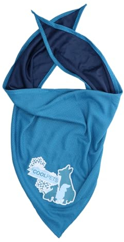 Coolpets Cooling Bandana S - Halsumfang 30 bis 36 cm - Kühlung - Kühlende Halstuch Hund - Hunde kühlhalsband - Kühlung für Hunde - Blau