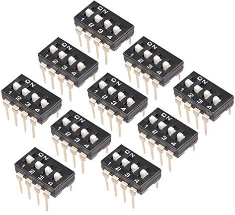 sourcing map 10 Pcs Black DIP Switch 1 2 3 4 Positions 2.54mm Pitch for Circuit Breadboards PCB