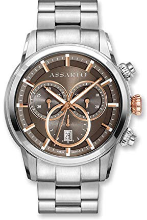 ASSARTO® - Herren Uhr Roségold, Silber 316L Edelstahl Gehäuse & Armband - Schweizer Quarzwerk - Premium Männer Chronograph Herrenuhr & Armbanduhr (Timekeeper Collection) analog wasserdicht